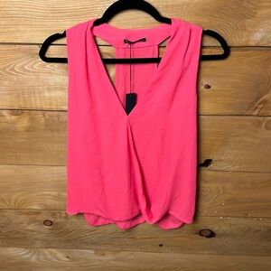Krista revolve brand women’s surplice tank lipstick pink XS oversized camisole